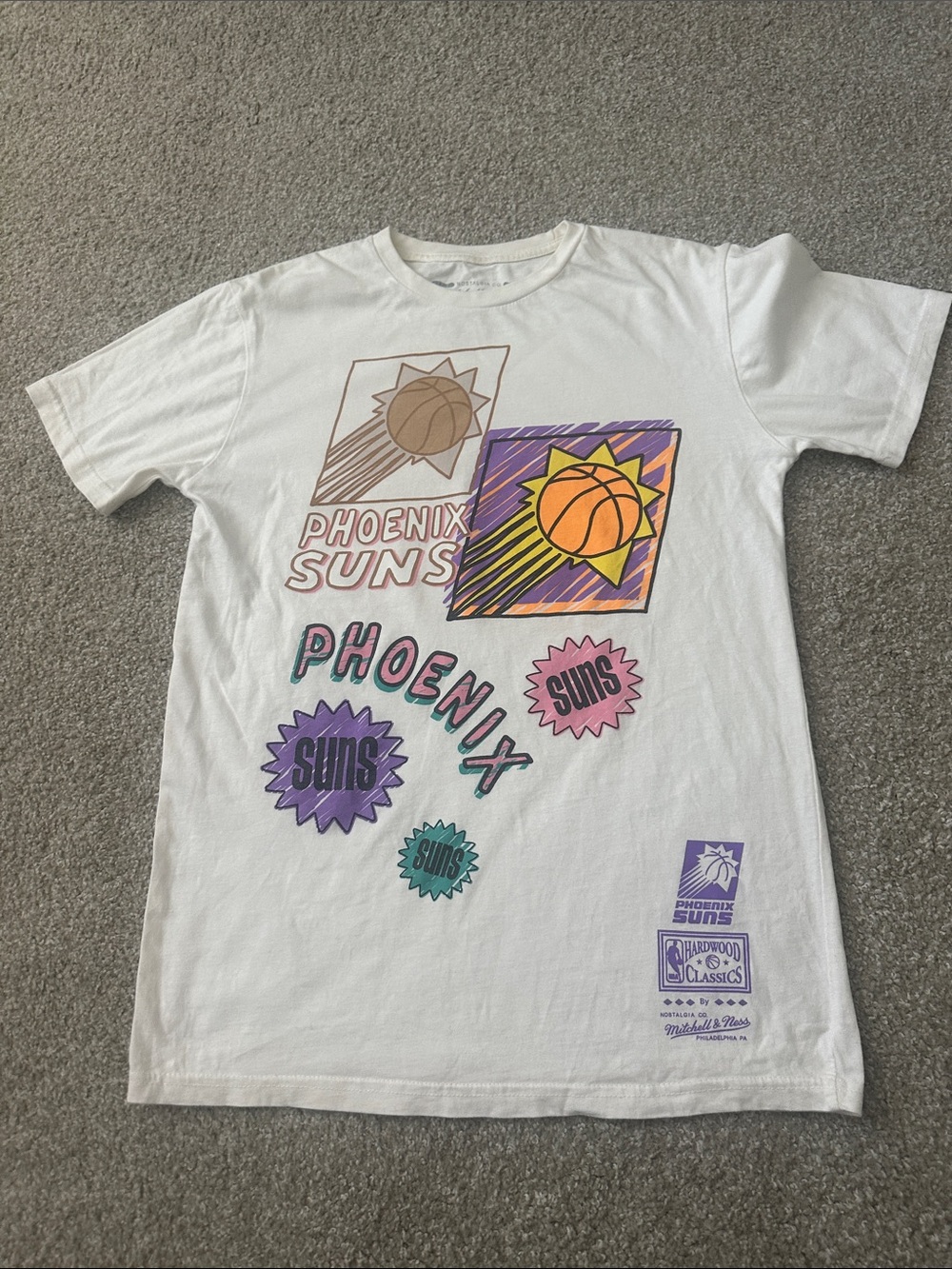 PacSun Phoenix Suns White Graphic Tee with Purple and Orange Accents